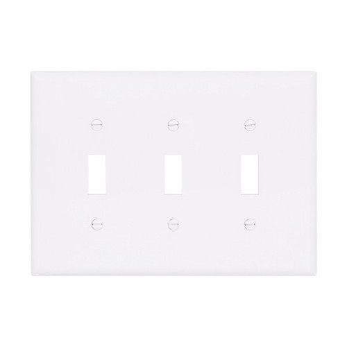 Eaton Wiring Devices PJ3W-SP-L Wallplate 3G Toggle Poly Mid WH