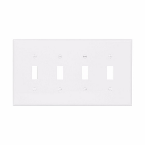 Eaton Wiring Devices PJ4W-SP-L Wallplate 4G Toggle Poly Mid WH