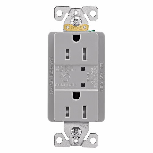 Eaton Wiring Devices TR5260GYS-SP-L SURGE RECP TR 15A 125V LED GY