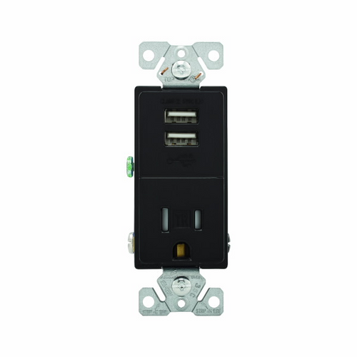 Eaton Wiring Devices TR7741BK-BOX USB 2.4A SINGLE RECP 15A 125V BK