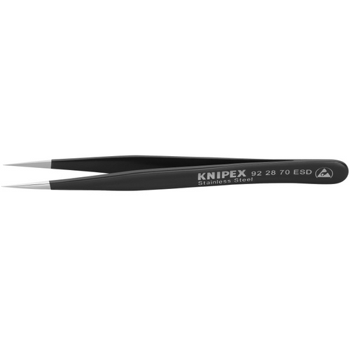 Knipex 92 28 70 ESD 4 1/4" Stainless Steel Gripping Tweezers-Needle-Point Tips-ESD