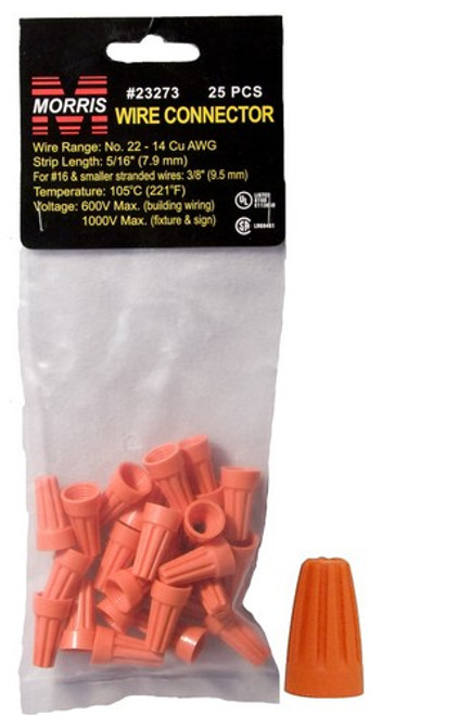 Morris Products 23273 Screw-On Wire Connectors P3 Orange Hanging Bag 25 Pack