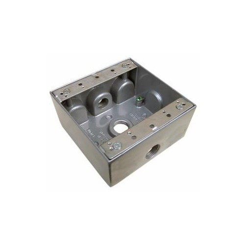 Morris Products 36210 Weatherproof Boxes - Two Gang 30.5 Cubic Inch Capacity - 3 Outlet Holes 1/2" Gray