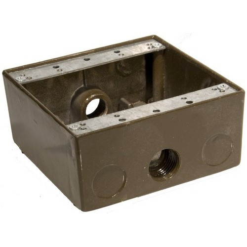 Morris Products 36224 Weatherproof Boxes - Two Gang 30.5 Cubic Inch Capacity - 3 Outlet Holes 3/4" Bronze