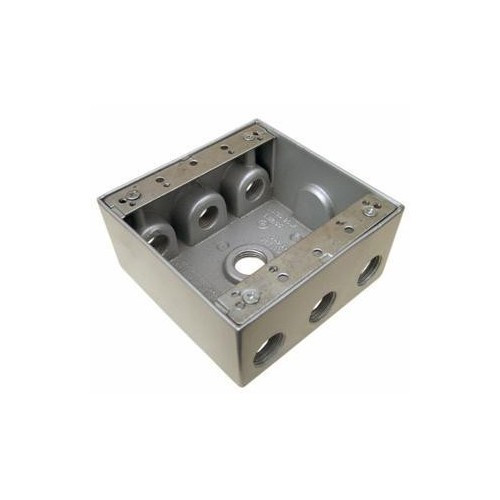 Morris Products 36310 Weatherproof Boxes - Two Gang 30.5 Cubic Inch Capacity - 7 Outlet Holes 1/2" Gray