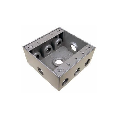 Morris Products 36350 Weatherproof Boxes - Two Gang 30.5 Cubic Inch Capacity - 9 Outlet Holes 1/2" Gray