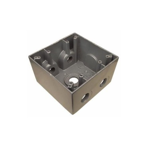 Morris Products 36390 Weatherproof Boxes - Two Gang Deep 37 Cubic Inch Capacity - 5 Outlet Holes 1" Gray