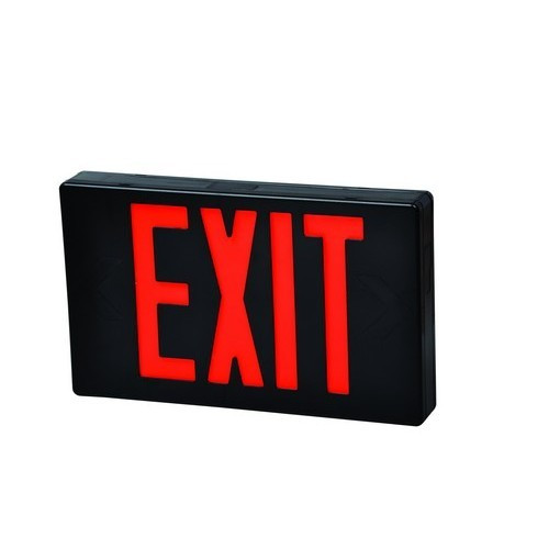 Morris Products 73013 LED Exit Sign Red LED Black Housing Battery Backup