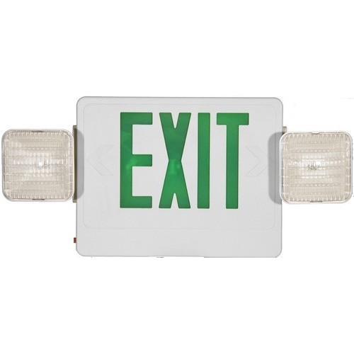 Morris Products 73032 Combo LED Exit & Incandescent Emergency Light Green LED White Housing