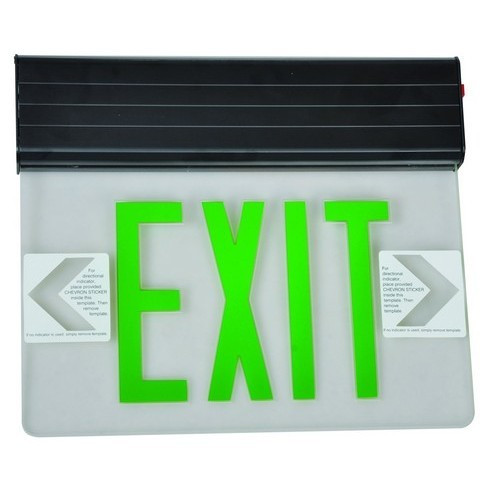 Morris Products 73317 Surface Mount Edge Lit Exit Sign Single Sided Legend Green LED Black Housing