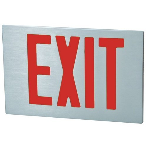 Morris Products 73380 Cast Aluminum LED Exit Sign Face Plate RED LED Brushed Aluminum Face