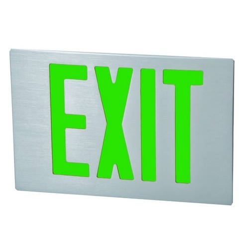 Morris Products 73383 Cast Aluminum LED Exit Sign Face Plate Green LED Brushed Aluminum Face