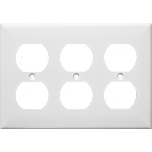 Morris Products 81431 Lexan Wall Plates 3 Gang Duplex Receptacle White