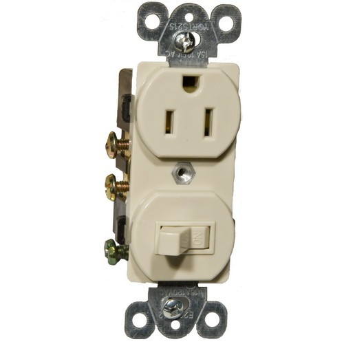 Morris Products 82175 Combination Single Pole Switch and Receptacle Ivory 15A-120V