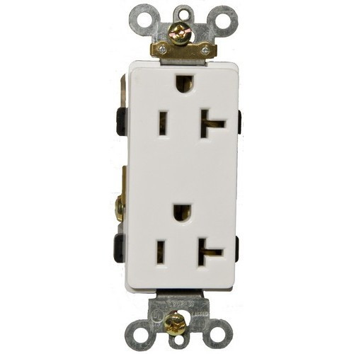 Morris Products 82181 Industrial Grade Decorative Duplex Receptacle White 20A-125V
