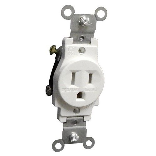 Morris Products 82511 Commercial Grade Tamper Resistant Duplex Receptacle White 15A-125V