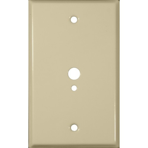 Morris Products 83523 Painted Steel Wall Plates 1 Gang 1 Phone 1 Cable .374" & .177" Hole Dia. Ivory