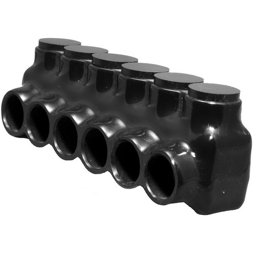 Morris Products 97566 Black Insulated Multi-Cable Connector - Single Entry 6 Ports 600 - 250