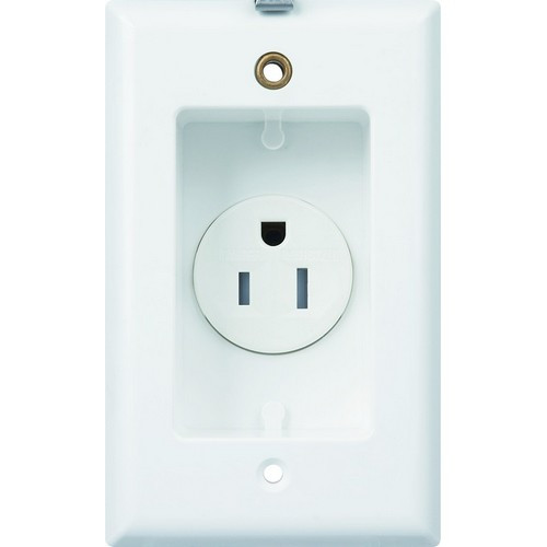 Morris Products 84005 Non-Metallic Recessed Boxes Single-Gang Recessed Receptacle with Wall Plate
