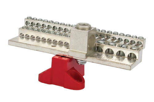 NSI 2036MB 225A Stacked Neutral Bar 4-14 AWG 32 Cicuits 1/0-14 AWG 4 Cicuits & 350 MCM - 6 AWG Main Lug W/ Mounting Base