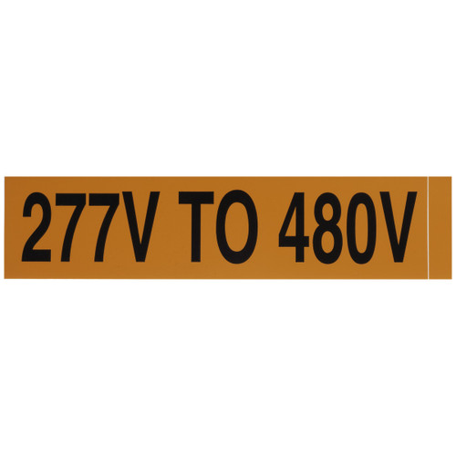 NSI VM-A-37 Voltage Marker Label, Large, 277V To 480V (1 Per Card), 9-In Wide X 2.25-In Tall