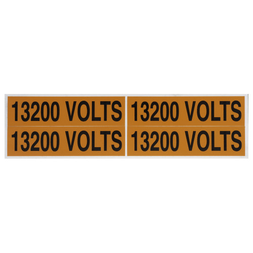 NSI VM-B-27 Voltage Marker Label, Medium, 13200 Volts (4 Per Card), 4.5-In Wide X 1-In Tall