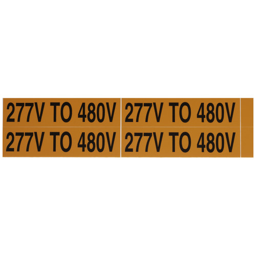 NSI VM-B-37 Voltage Marker Label, Medium, 277V To 480V (4 Per Card), 4.5-In Wide X 1-In Tall