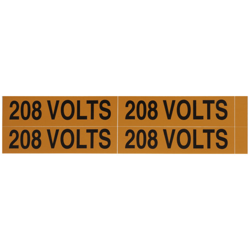 NSI VM-B-4 Voltage Marker Label, Medium, 208 Volts (4 Per Card), 4.5-In Wide X 1-In Tall