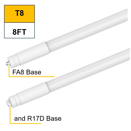 Halco 87220 96" 40W 4K Double Ended Type B (Bypass) 5500 Lumens with FA8 and R17D End Caps Non-Dimmable DLC Listed for FA8 only Halco 87220 96" 40W 4K Double Ended Type B (Bypass) 5500 Lumens with FA8 and R17D End Caps Non-Dimmable DLC Listed for FA8 only