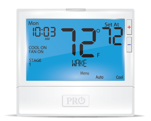 Pro1 T855 Universal Residential/Light Commercial 2 Heat, 2 Cool Conventional 3 Heat, 2 Cool Heat Pump Battery or Hardwire 7 Day, 5/1/1 or Non-Programmable Thermostat