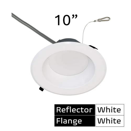 Halco 89213 Commercial Retrofit Downlight 10" Lumen and CCT Select 120-277V Dimmable TRIAC/ELV & 0-10V White Reflector White Flange