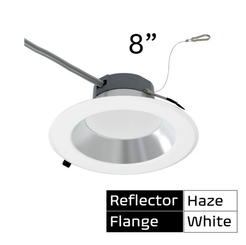 Halco 89216 Commercial Retrofit Downlight 8" Lumen and CCT Select 120-277V Dimmable TRIAC/ELV & 0-10V Haze Reflector White Flange