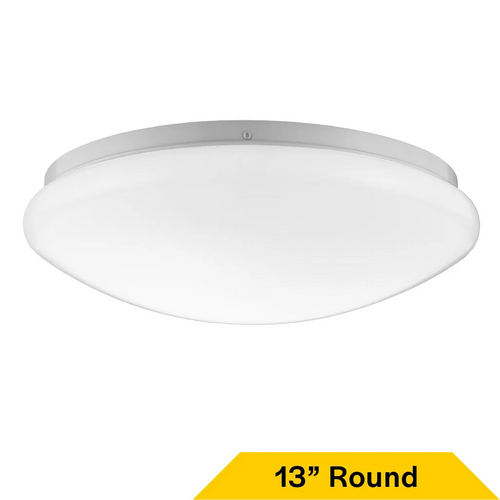 Halco 90274  Flush Mount White Mushroom 13" Selectable CCT 27/30/35/40/50K 21W 1400LM 120V TRIAC Dimming Plastic Lens 