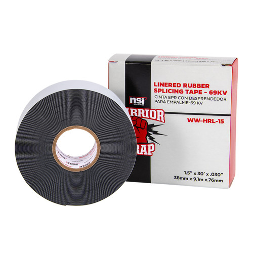 WarriorWrap WW-HRL-15  High Voltage 69 Kv Linered Rubber Splicing Tape 30Mil 1.5 IN X 30Ft