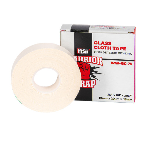 WarriorWrap WW-GC-75  Glass Cloth Tape 7Mil .75 IN X 66Ft White