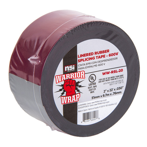 WarriorWrap WW-RSL-20  Linered Rubber Splicing Tape 30Mil 2 IN X 22Ft