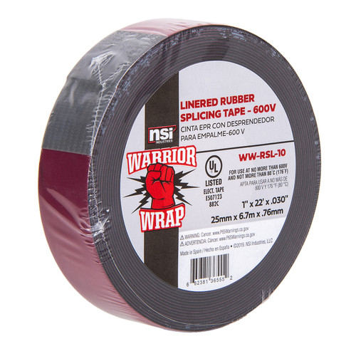 WarriorWrap WW-RSL-10  Linered Rubber Splicing Tape 30Mil 1 IN X 22Ft