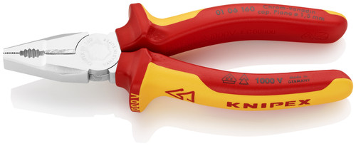 Knipex 30 16 160 6 1/4'' Long Nose Pliers-Flat Tips-1,000V Insulated