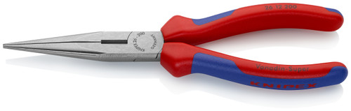 Knipex 26 12 200 8'' Snipe Nose Side Cutting Pliers-Comfort Grip