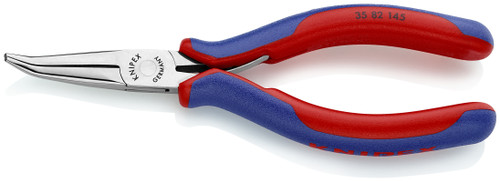 Knipex 35 82 145 5.75'' Electronics Pliers-Angled, Half Round Tips, Comfort Grip