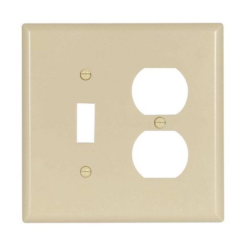 Eaton Wiring Devices 2038V-BOX Wallplate 2G Toggle/Duplex Thrmst Mid IV
