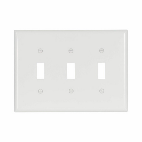 Eaton Wiring Devices 2041W-BOX Wallplate 3G Toggle Thermoset Mid WH