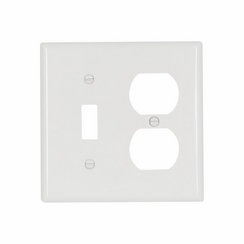 Eaton Wiring Devices 5138W-BOX Wallplate 2G Toggle/Duplex Nylon Std WH