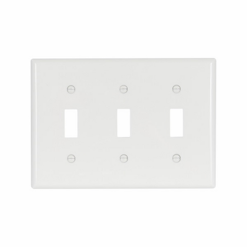 Eaton Wiring Devices 5141W-SP-L Wallplate 3G Toggle Nylon Std WH