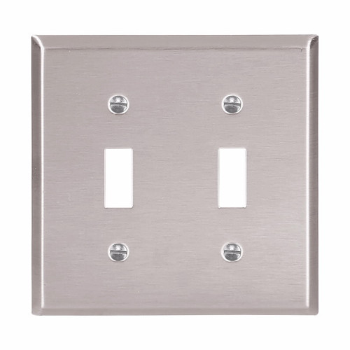 Eaton Wiring Devices 93072-BOX1 Wallplate 2G Toggle Std SS