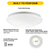 Halco 90274  Flush Mount White Mushroom 13" Selectable CCT 27/30/35/40/50K 21W 1400LM 120V TRIAC Dimming Plastic Lens 