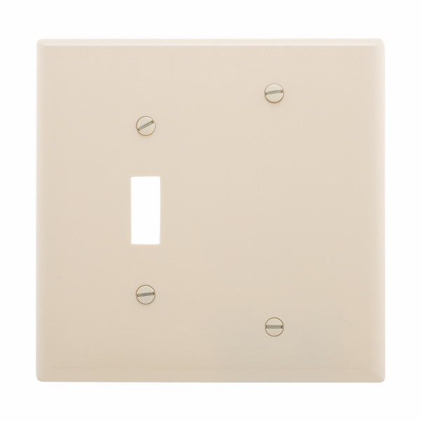 Eaton Wiring Devices PJ113A Wallplate 2G Toggle/Blank Poly Mid AL