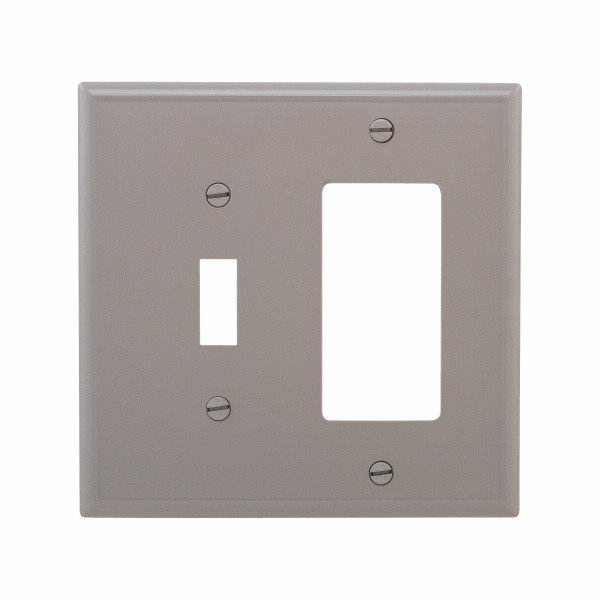 Eaton Wiring Devices PJ126GY Wallplate 2G Toggle/Deco Poly Mid GY