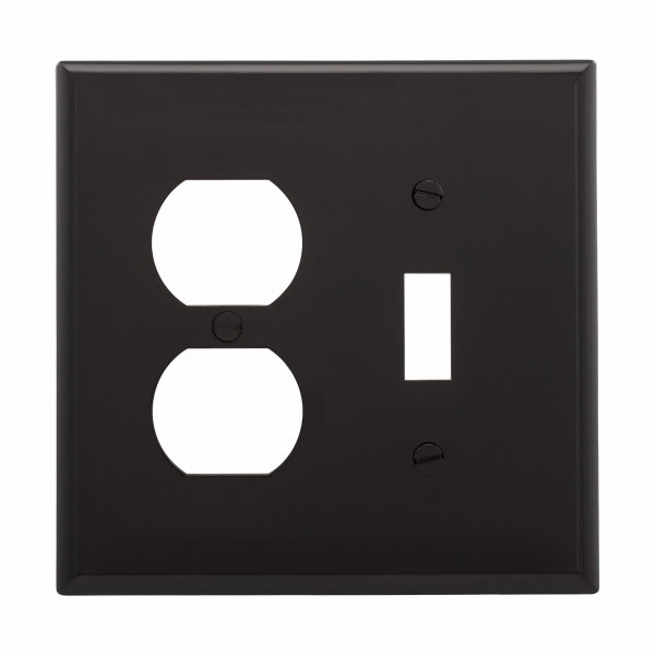Eaton Wiring Devices PJ18BK Wallplate 2G Toggle/Duplex Poly Mid BK