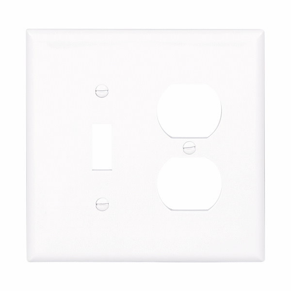 Eaton Wiring Devices PJ18W-SP-L Wallplate 2G Toggle/Duplex Poly Mid WH